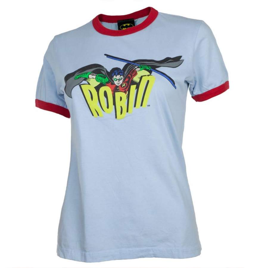 Batman – Robin Logo Juniors Ringer T-Shirt