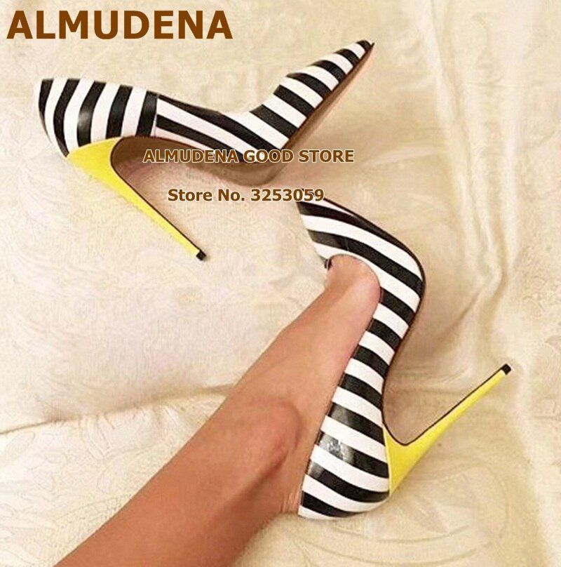 Yellow Heels Zebra Stripe Pattern Wedding Shoes