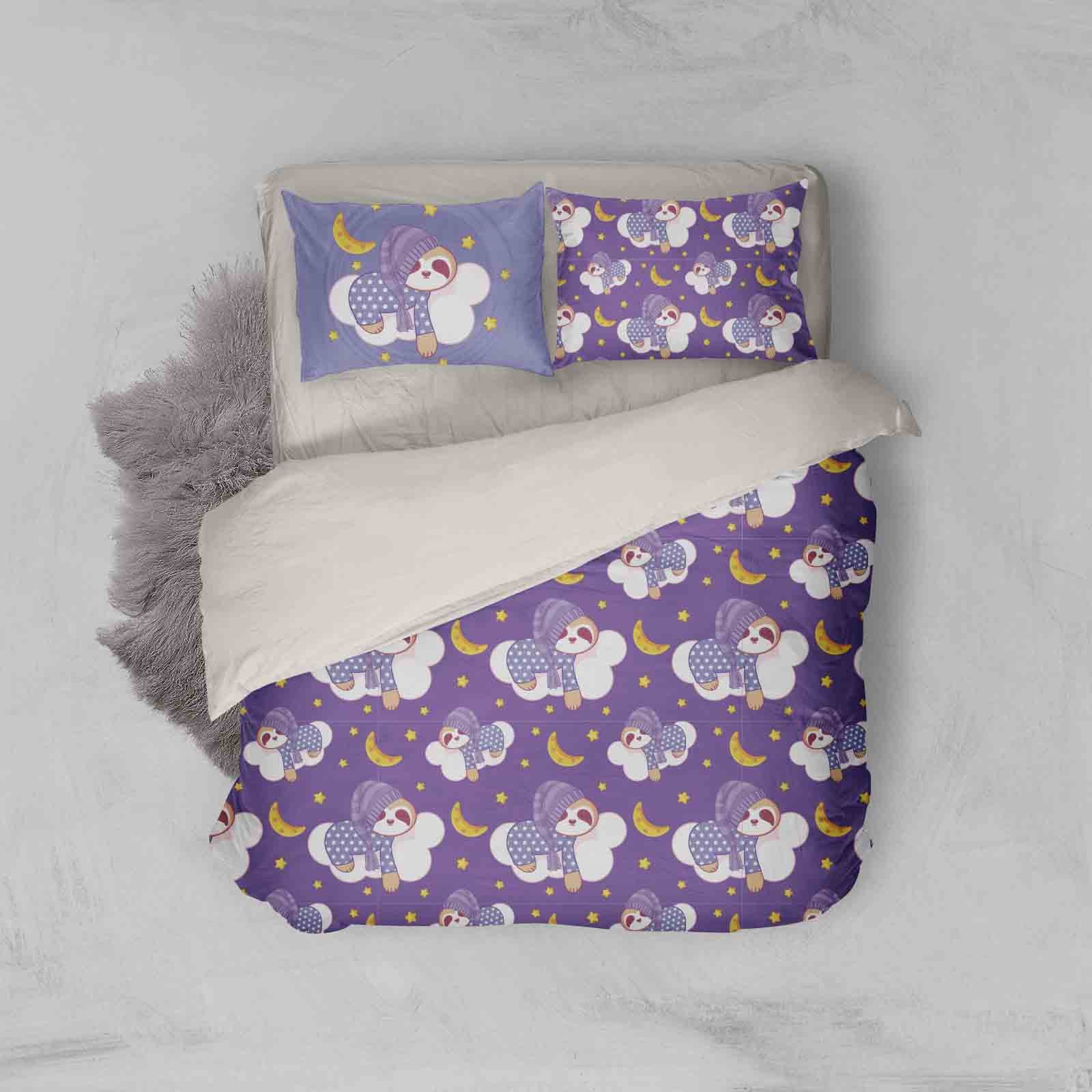 3D Purple Animal Moon Star Clouds Quilt Cover Set Bedding Set Pillowcases 76