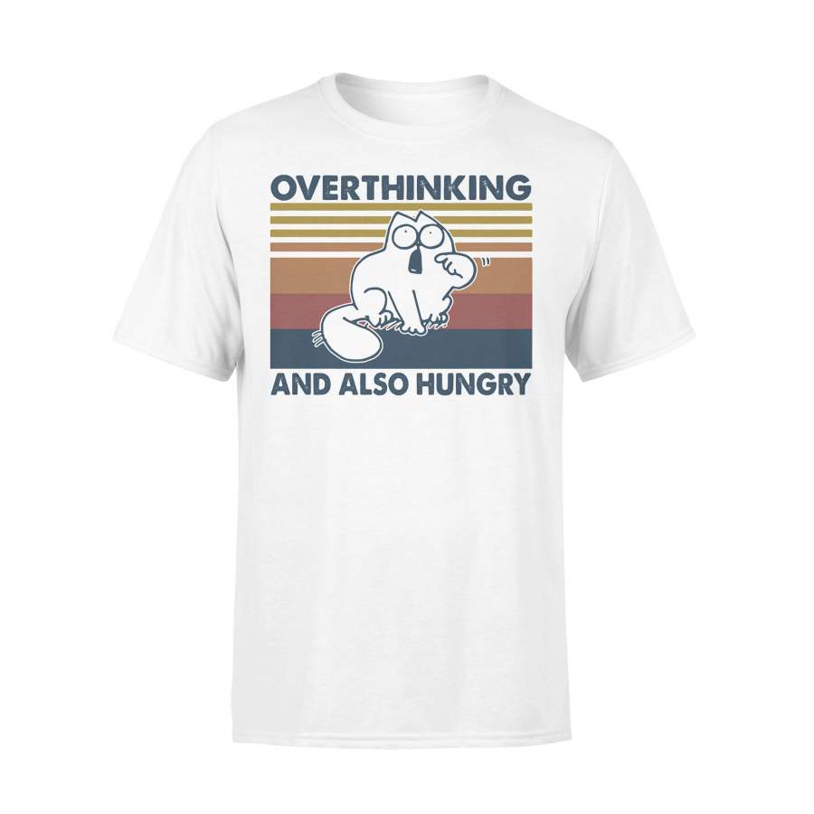 Cat Overthinking And Also Hungry Vintage Retro T-shirt