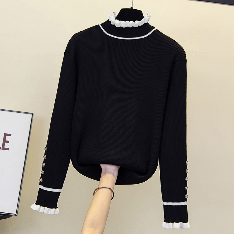 Black White Thin Elastic Korean Style Harajuku Spring Autumn Winter Knitted Vintage Pullover Fashion Women’S Sweater 2022 Female alx