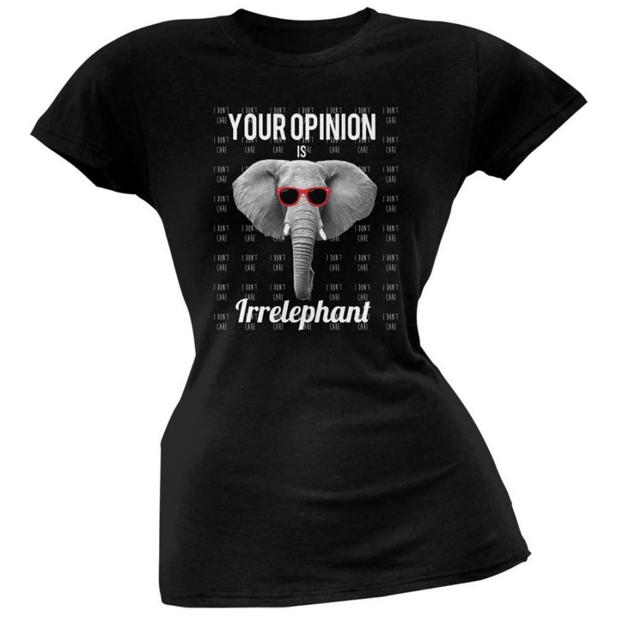 Paws – Elephant Your Opinion is Irrelephant Black Soft Juniors T-Shirt