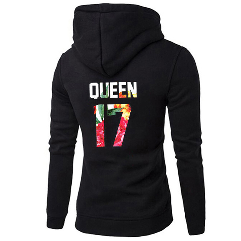 2021 Women Men Hoody Sweatshirts Female Tops Coats QUEEN 17 KING 20 Couple Hoodies Streetwear Autumn Winter alx