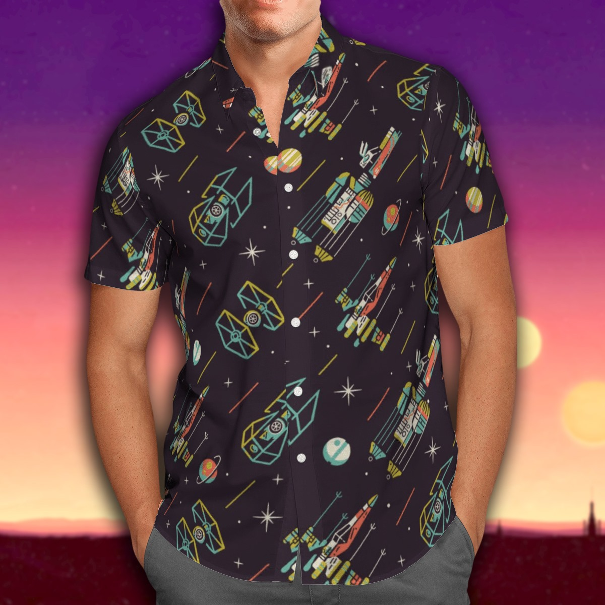 Colorful Sateline Graphic Hawaiian Shirt Ha40265