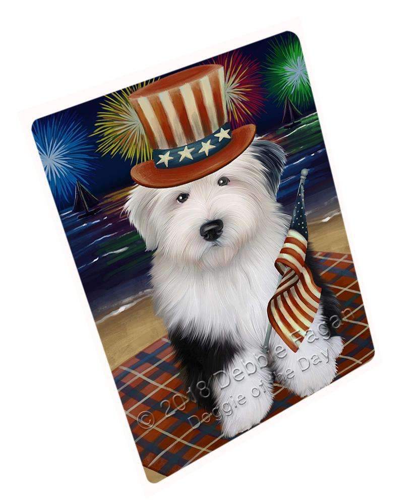 4Th Of July Independence Day Firework Old English Sheepdog Blanket Blnkt56127 (37X57 Sherpa)