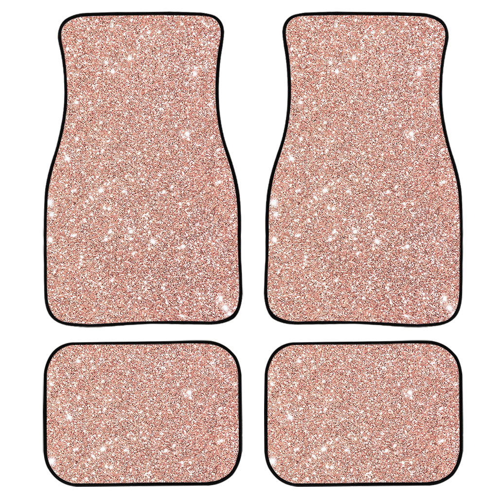 Rose Gold Glitter Texture Print Front And Back Car Floor Mats, Front Car Mat