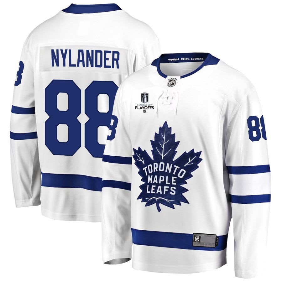 William Nylander 88 Toronto Maple Leafs Stanley Cup 2023 Playoffs Patch Away Breakaway Men Jersey – White