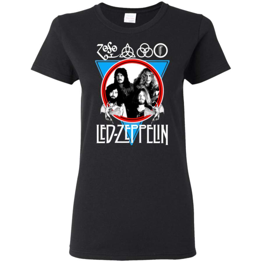 Led Zeppelin Band Symbols Distressed Ladies’ T-Shirt