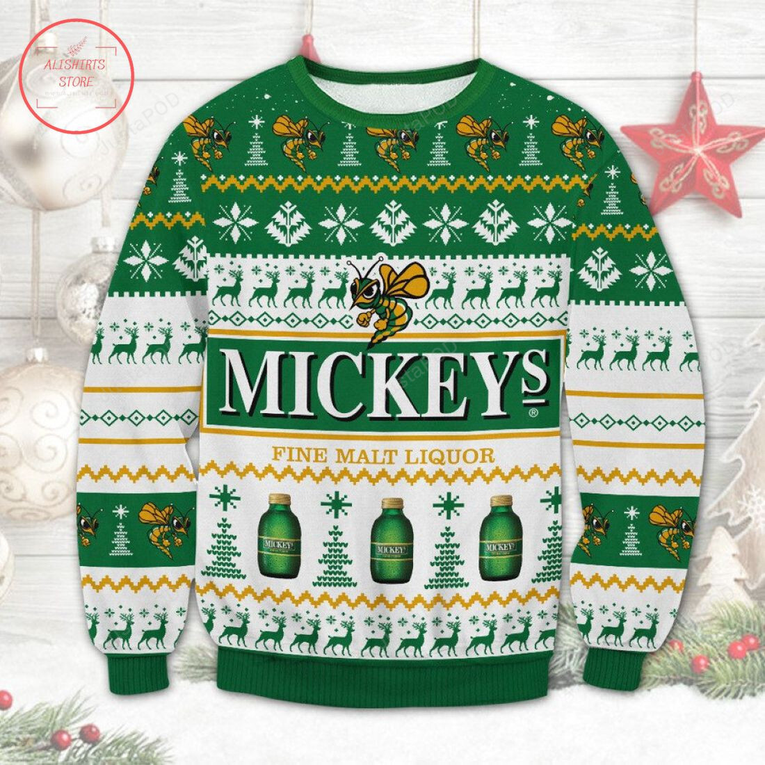 Mickeys Fine Malt Liquor Ugly Sweater T-Shirt - Custom Merch Online Store