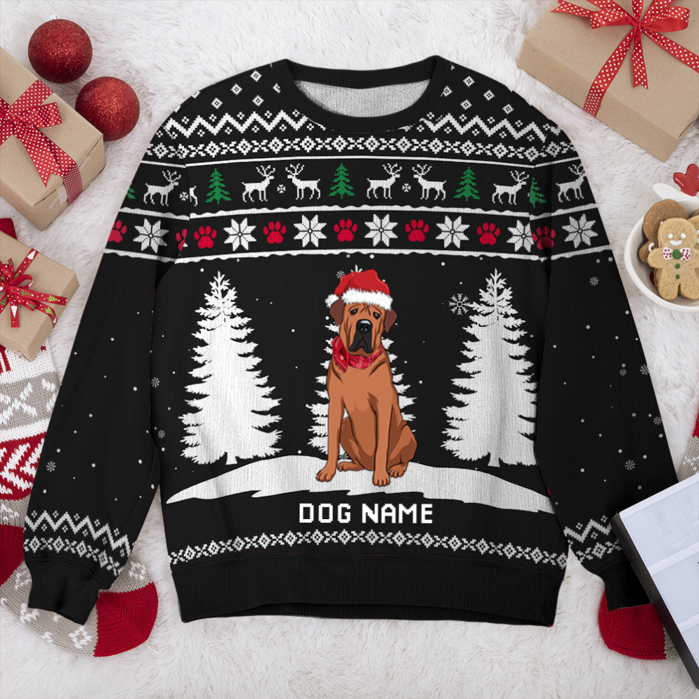 Tosa Winter Dog Personalized Sweater, Dog Ugly Christmas Sweater