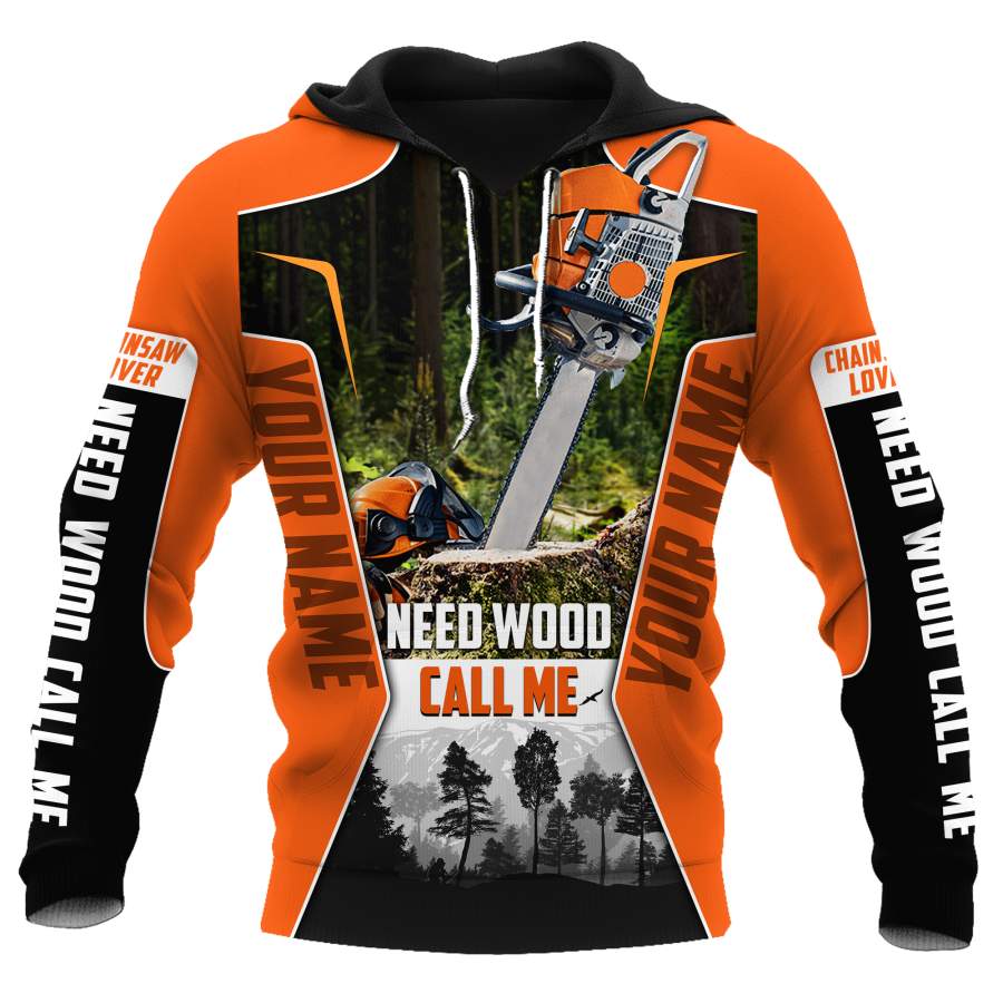 3D Chainsaw Logger Custom Name Unisex Shirts Pi16102002