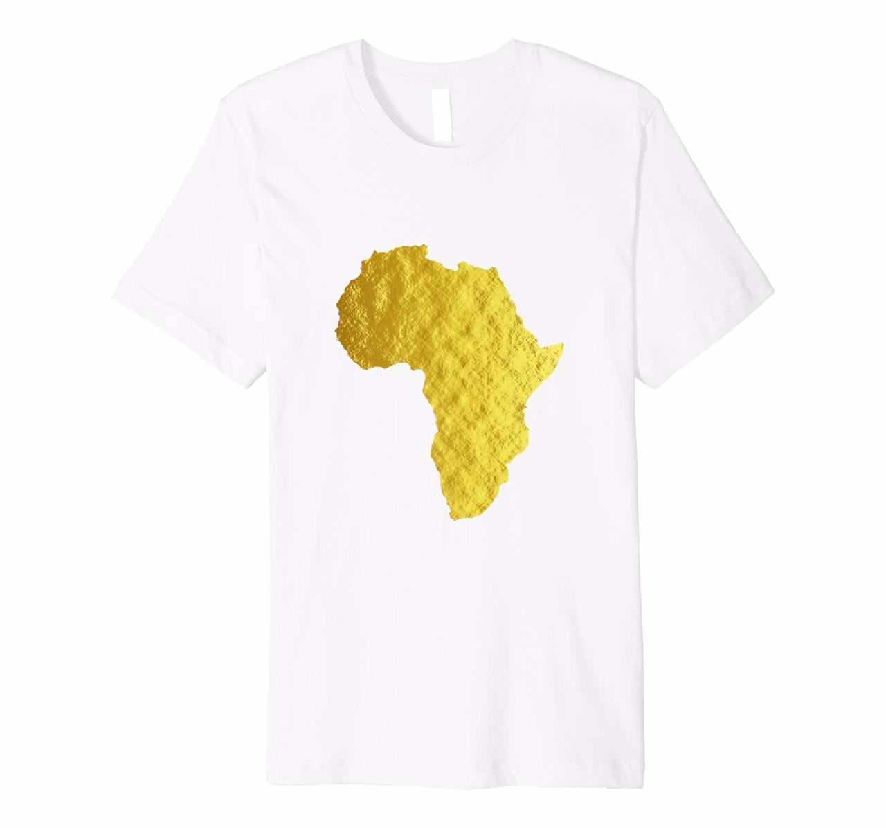 Africa Shirt African Map Gold Art Print White T-Shirt Gift