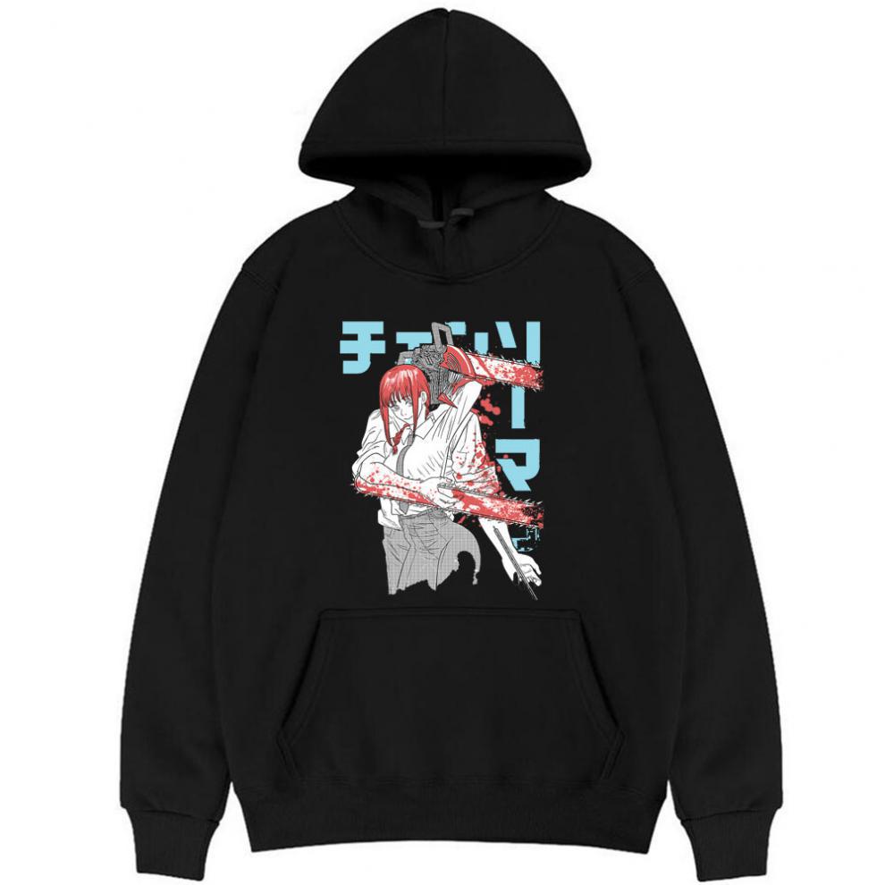 Anime Chainsaw Man Denji Makima Hoodie Men/Women Long Sleeve Casual Loose Sweatshirt Jacket Couple Pullover Unisex Streetwear alx