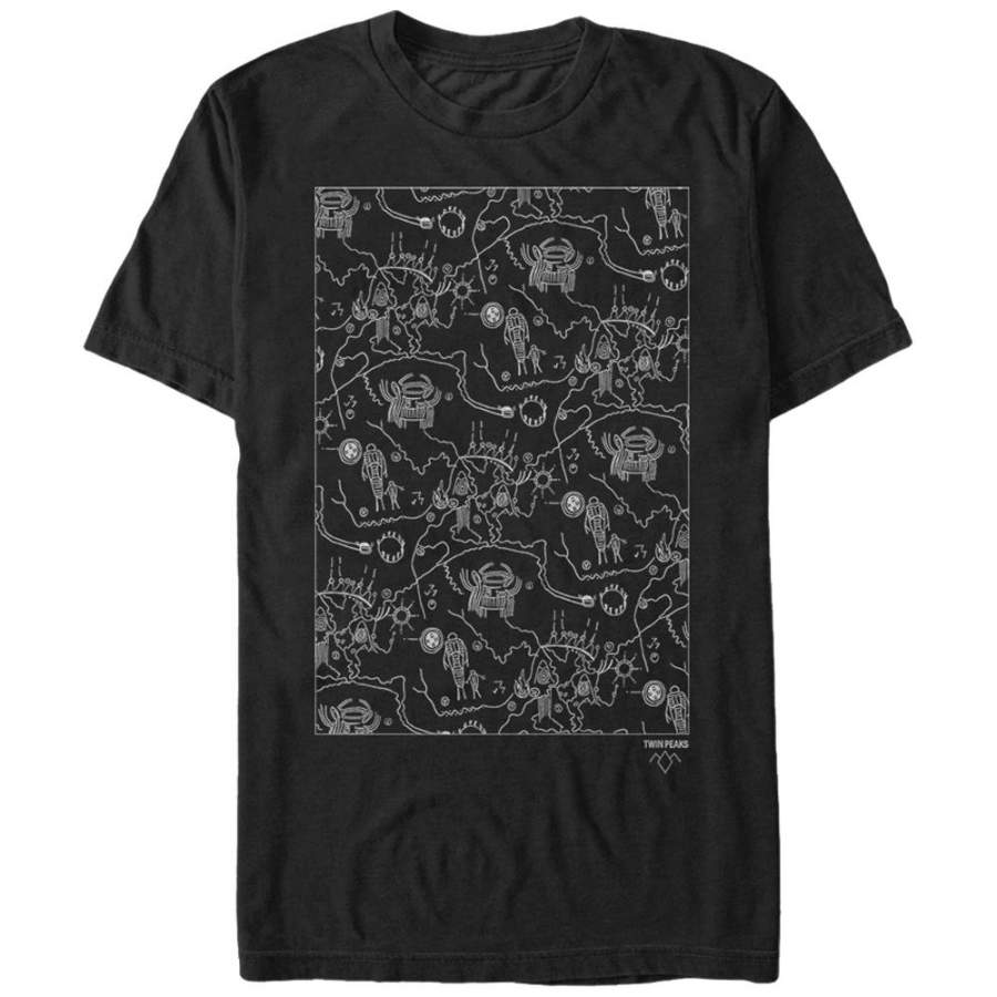 Twin Peaks Men’s Owl Cave Map  T Shirt Black