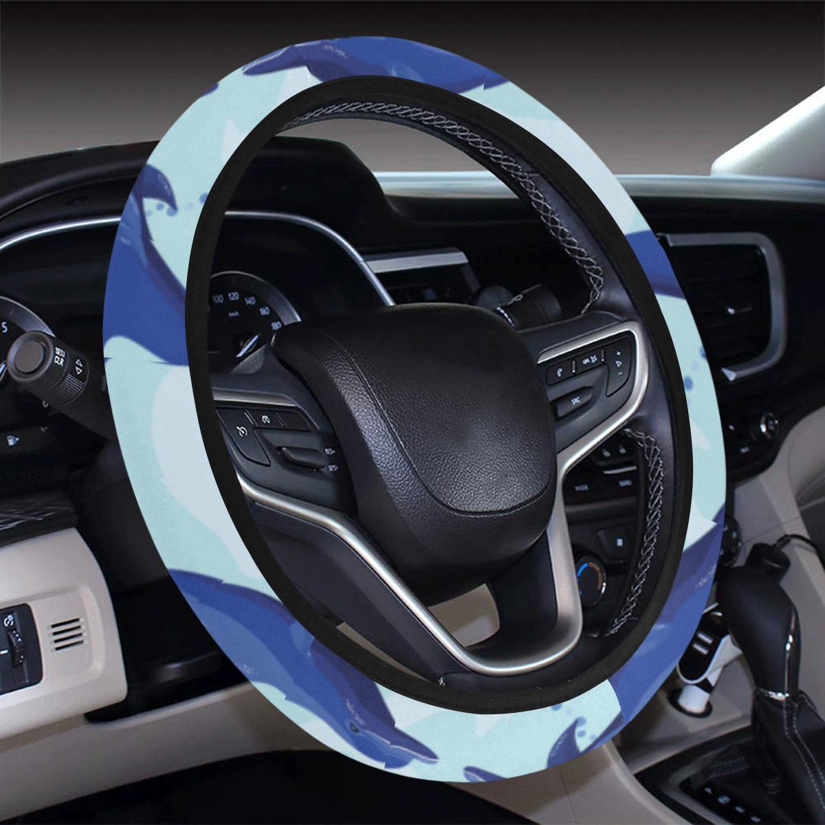 Dolphin Heart Pattern Steering Wheel Cover With Elastic Edge