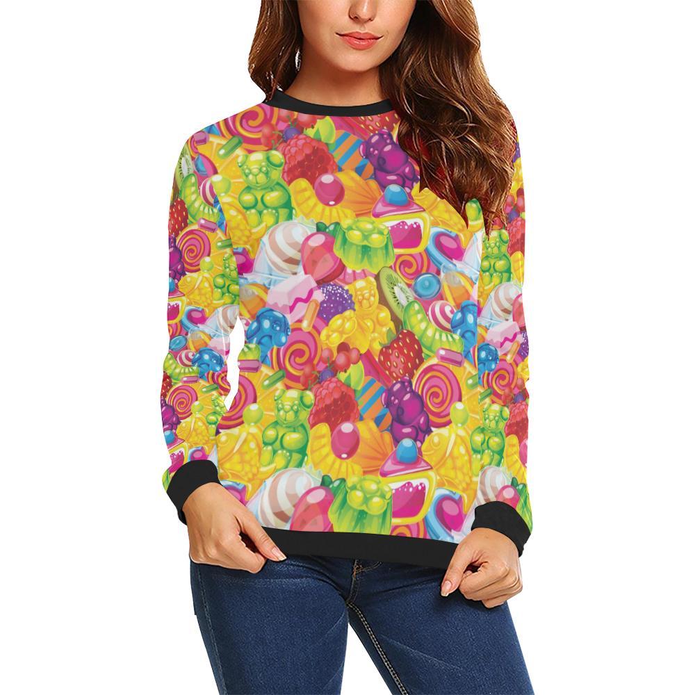 Candy Pattern Print Design Ca01 Women Long Sleeve Sweatshirt