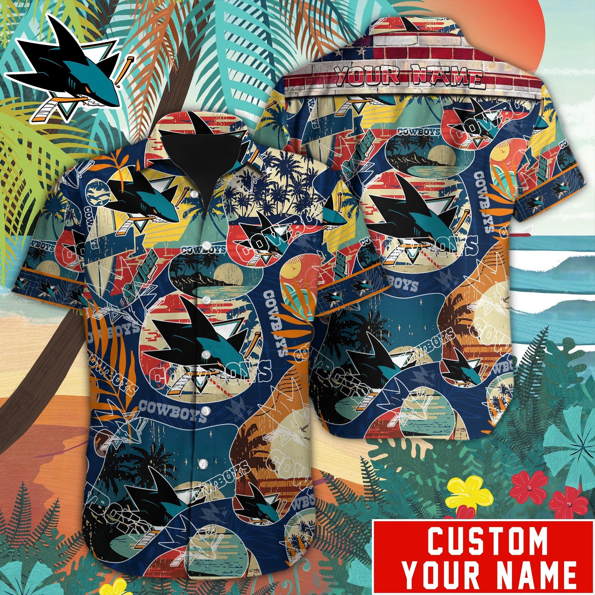 San Jose Sharks Custom Name Hawaiian Shirt