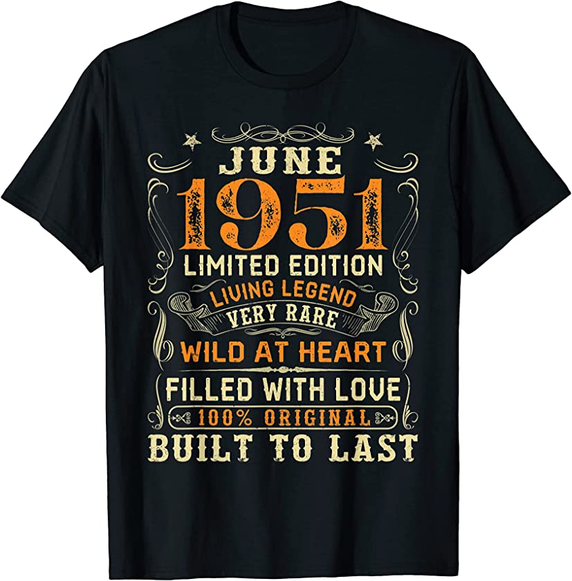 Vintage June 1951 Awesome 70 Yrs Old 70th Birthday Gift T-Shirt