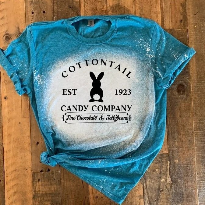 Cottontail Candy Company Fine Chocolate And Jellybeans Tie Dye Bleached T-Shirt