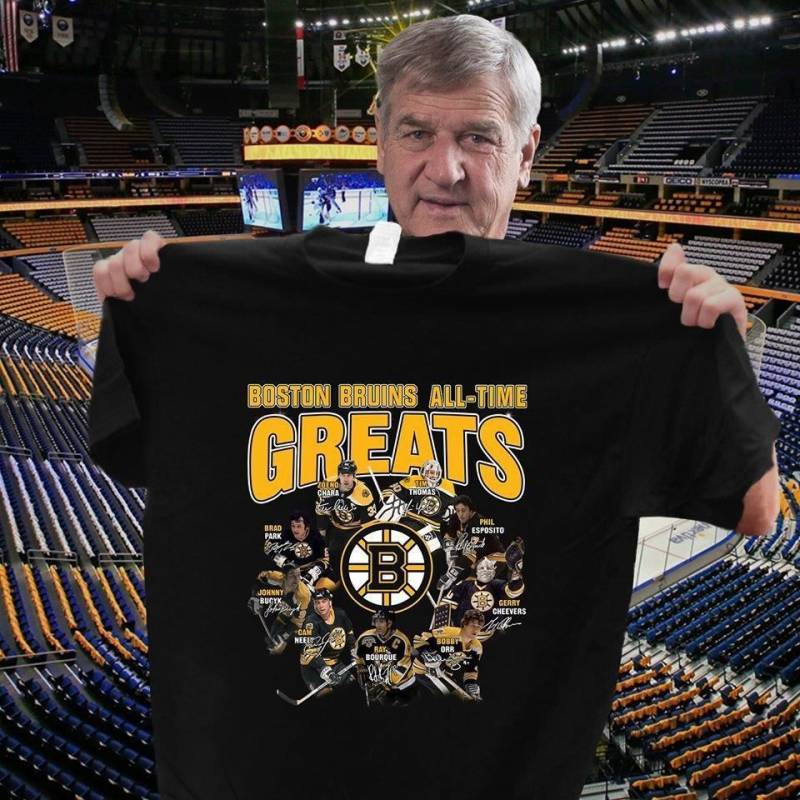 Boston Bruins All Time Greats Coach And Players Signatures T Shirt