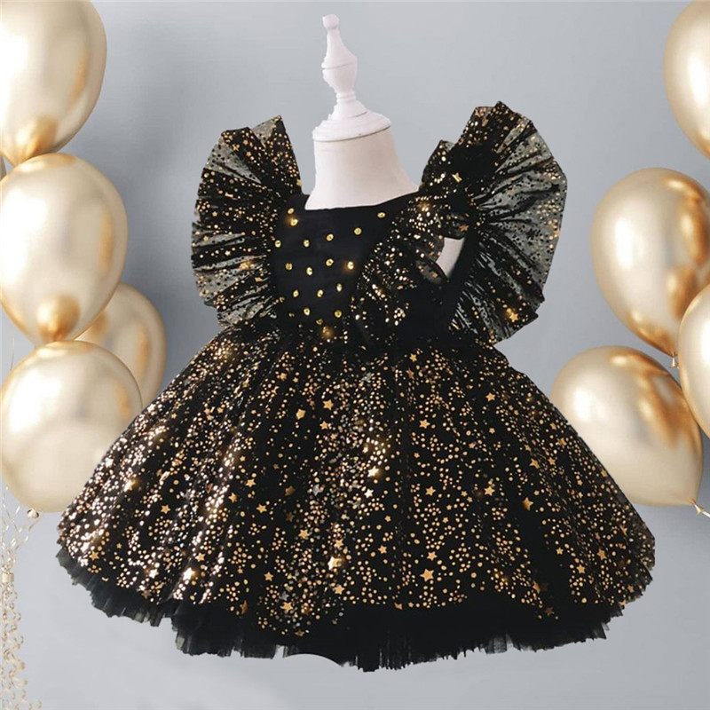 Toddler Girls Princess Dress Sequin Party Tutu Tulle Dresses For Kids Baby Elegant Wedding Clothes 1-5 Years Children Costume alx