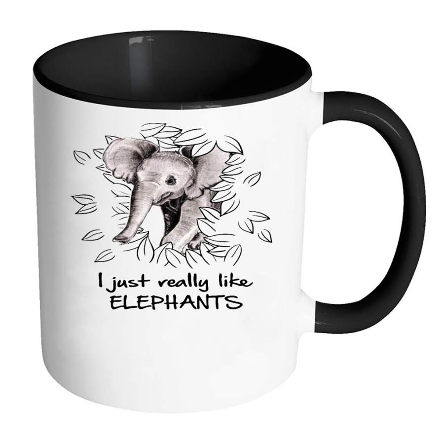 I Just Really Like Elephants w – Full-Wrap Coffee Colors Accent Mug