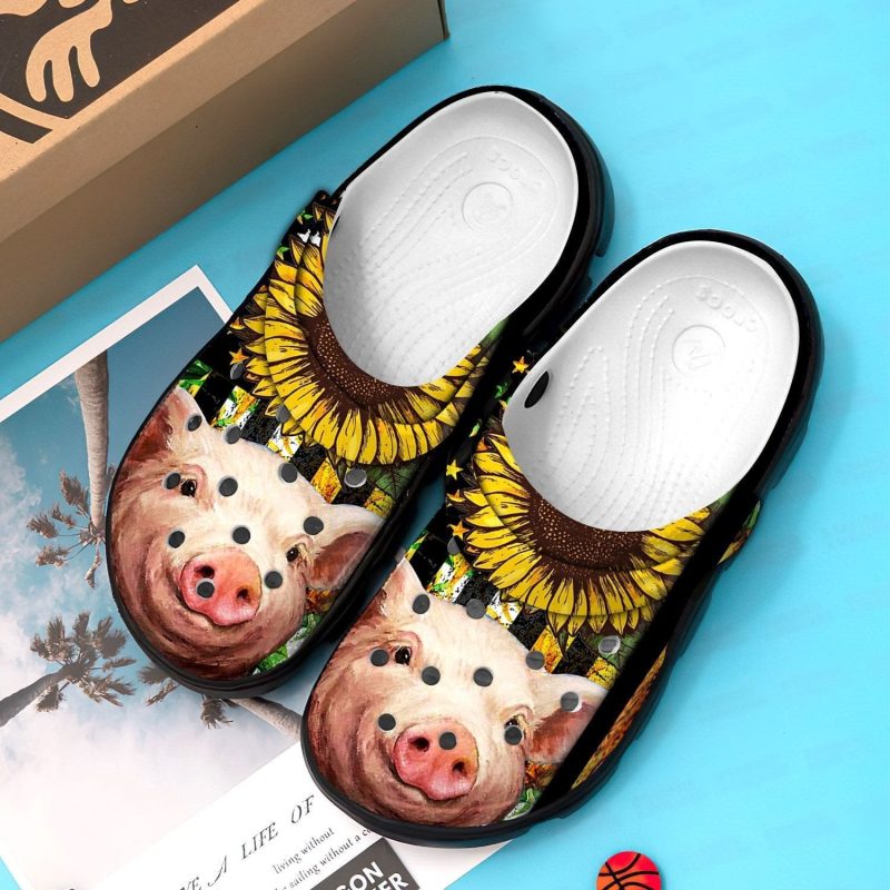 Girl Love Pig Sunflower Shoes Clogs – Pig Custom Shoe Gifts For Women