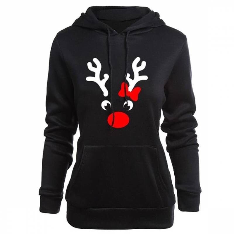 Xmas Couple Hoodies Pullover Antlers Printed