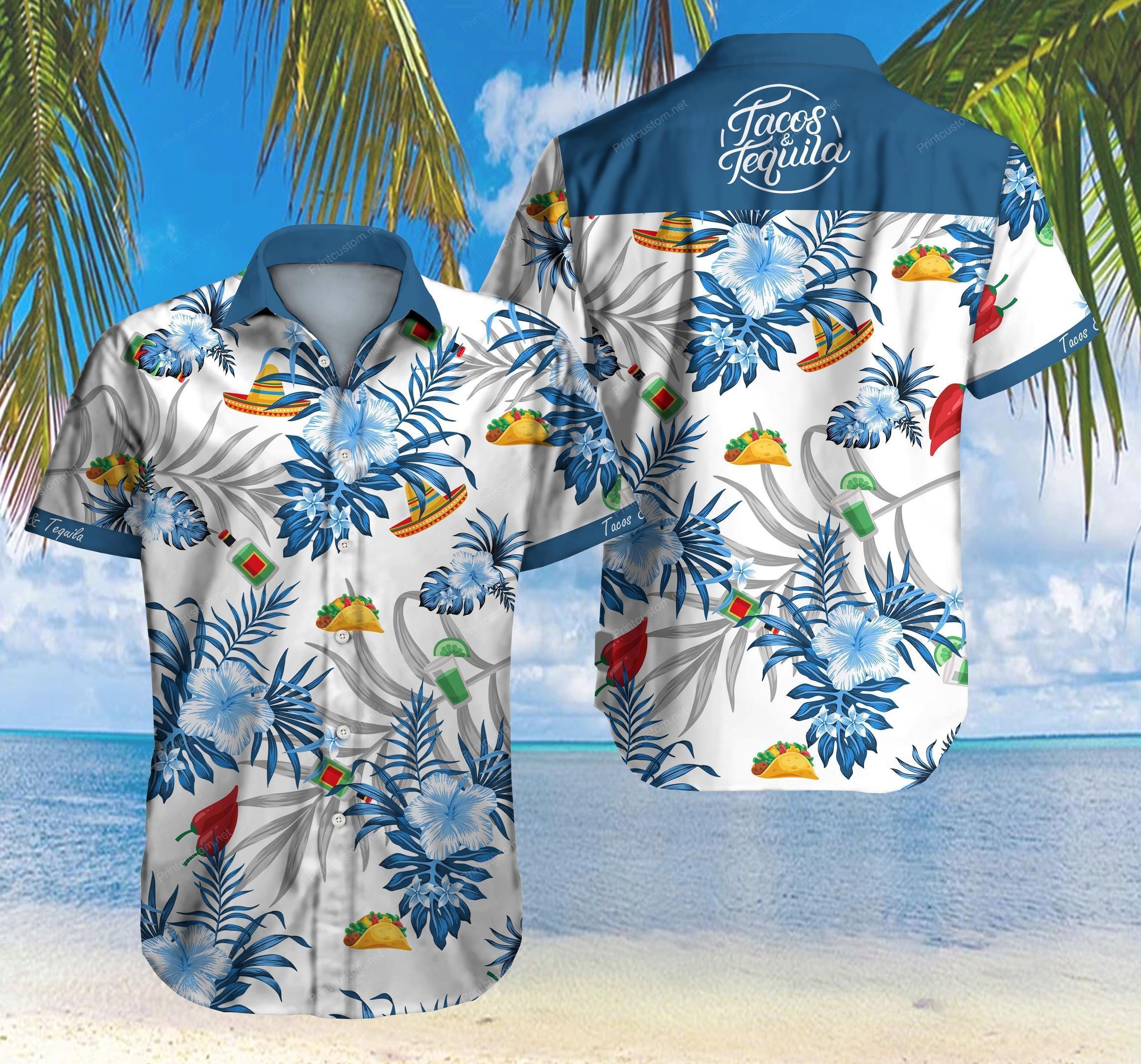 Beach Shirt Tacos Hawaii Shirt M485S Summer Button Up Shirt For Men Beach Wear Short Sleeve Hawaii Shirt