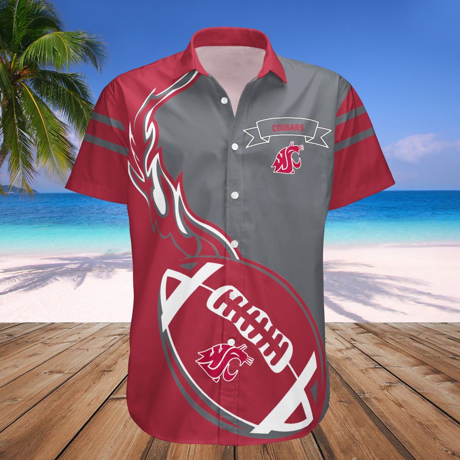 Washington State Cougars Hawaii Shirt Flame Ball – NCCA