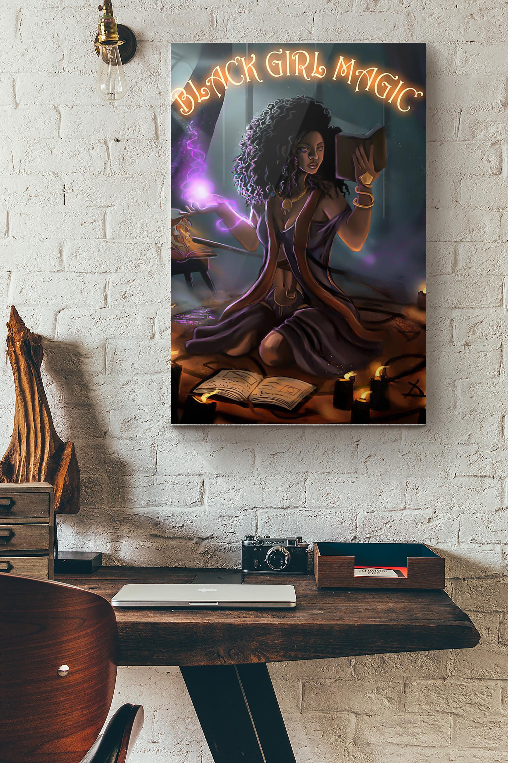 Black Girl Witch Magic Poster Wrapped Canvas