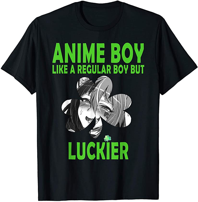 St Patrick’s Day Anime Boy Shamrock Aesthetic Funny Manga T-Shirt