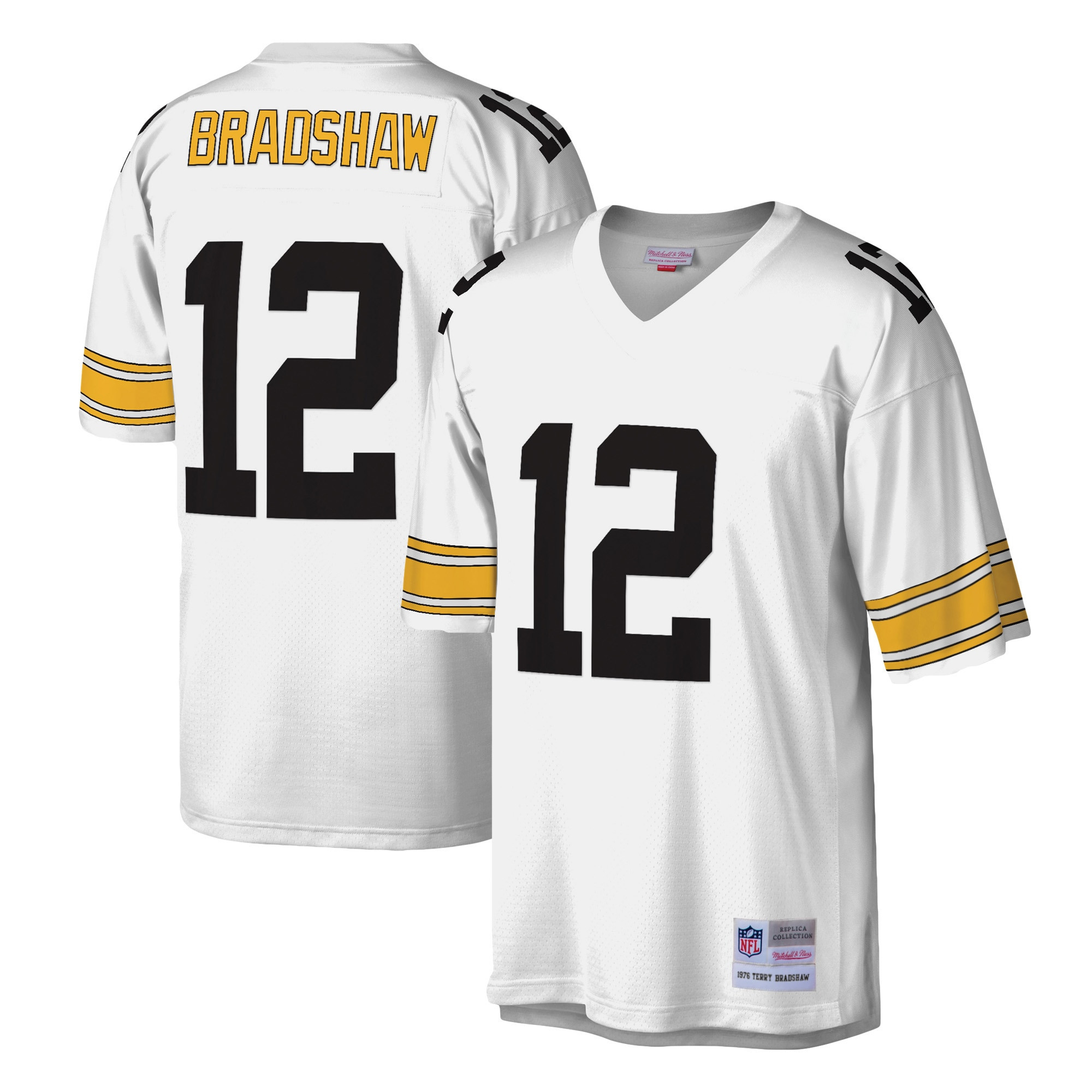 Terry Bradshaw Pittsburgh Steelers Mitchell & Ness Legacy Replica Jersey – White NFL