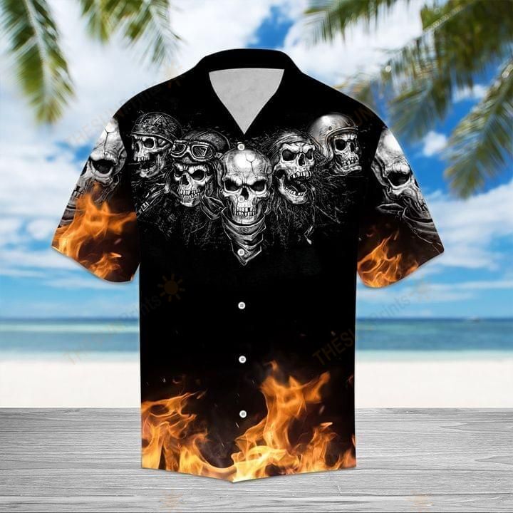 Skull An Fire Hawaiian Shirt 002004 Ha55342