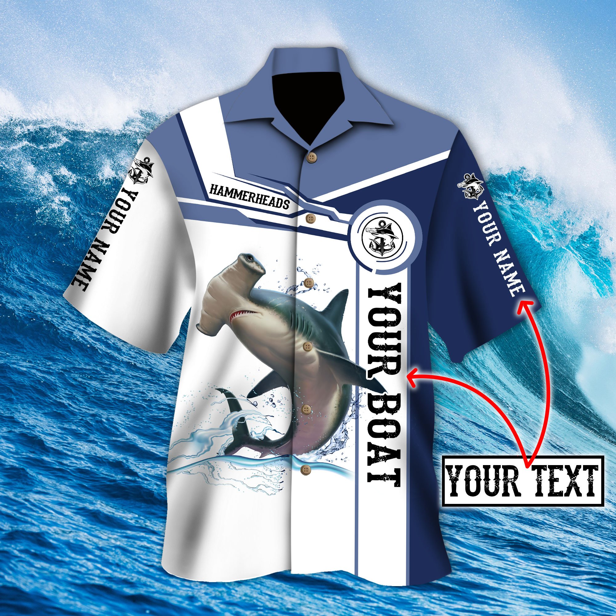 Custom Name Hammerhead Shark Fishing Team Catch And Release 3D Design Fishing Hawaii Shirt