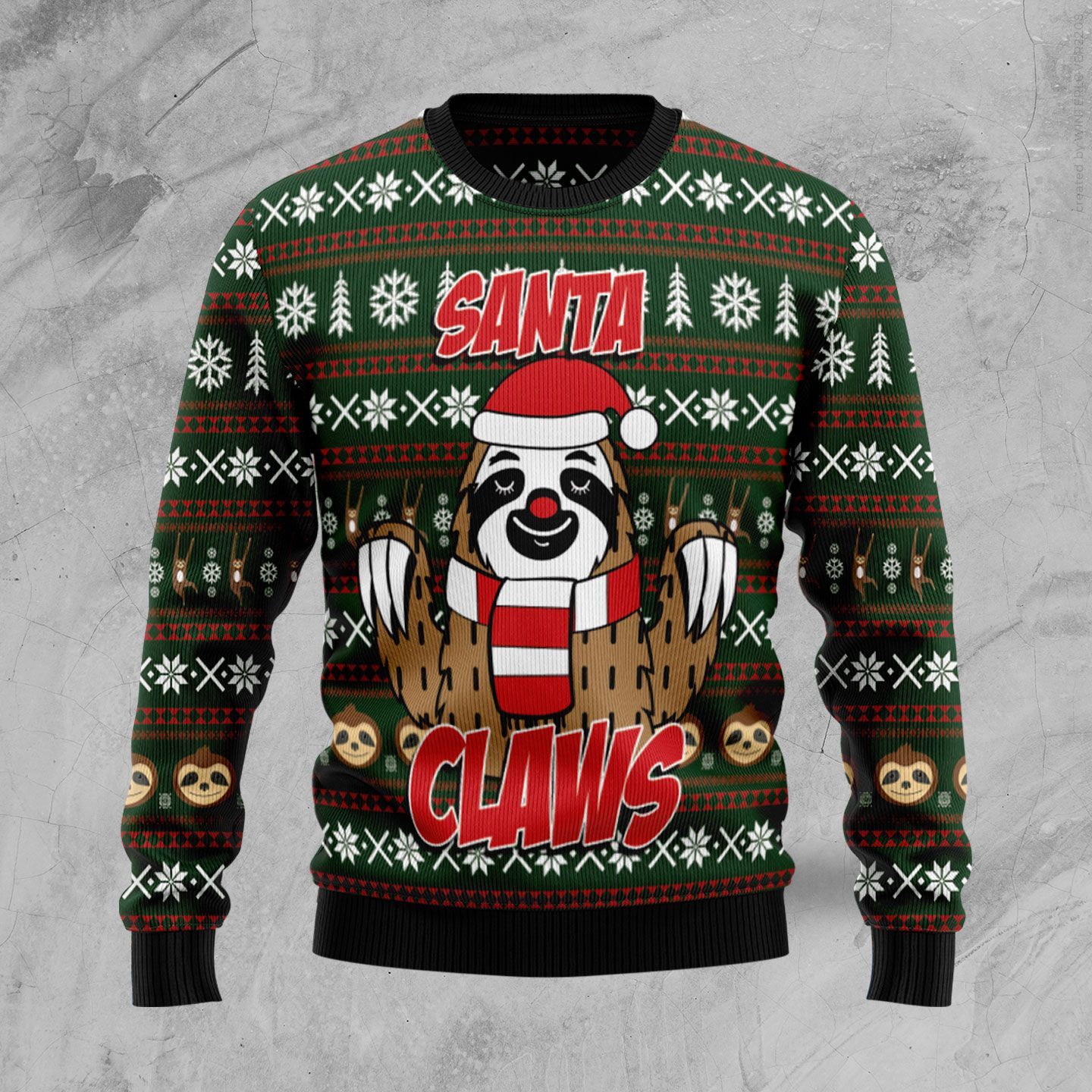 Sloth Santa Claws Christmas Ugly Sweater