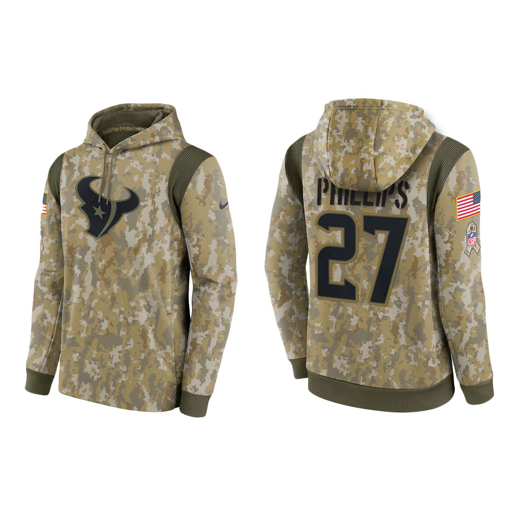 Scottie Phillips Houston Texans Camo 2021 Salute To Service Veterans Day Therma Pullover Hoodie