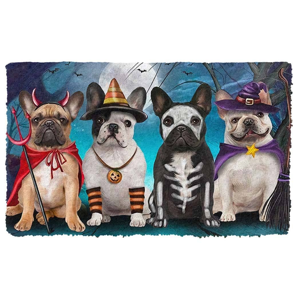 Gearhumans 3D French Bulldog Halloween Custom Doormat