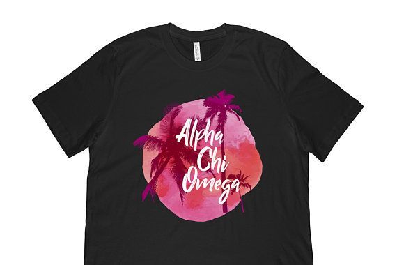 Alpha Chi Omega Sorority Shirt Tropical Palm Tree Watercolor Custom Color Shirt