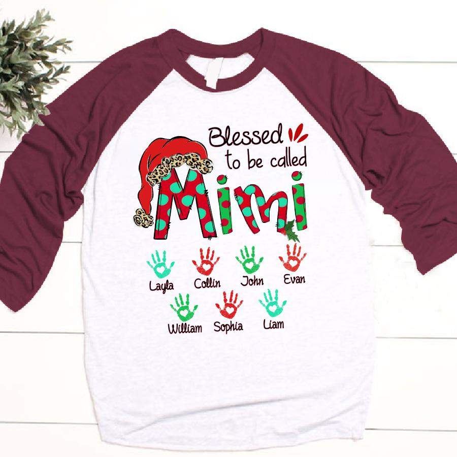 Christmas – Blessed To Be Called Mimi | Personalized Baseball T-shirt