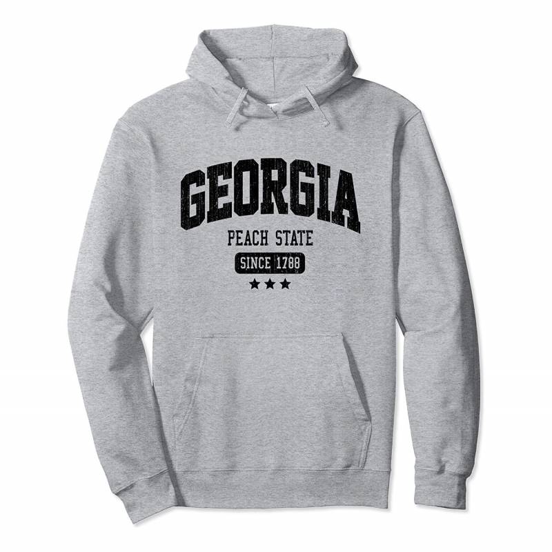 Vintage Georgia Peach State Athletic Black Rough Text Pullover Hoodie, T Shirt, Sweatshirt