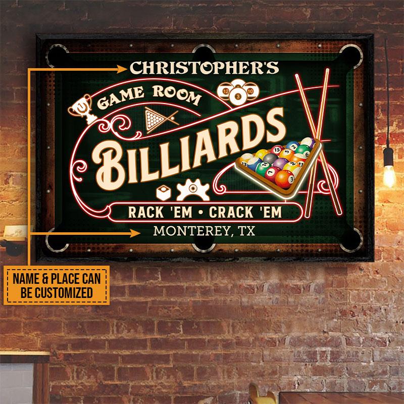 Personalized Billiards Game Room Neon Custom Poster - Poster Art Design