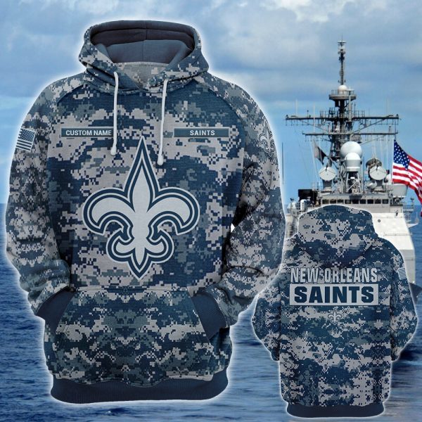 Personalized Your Name Orleans Saints Us Navy Nwu Camouflage Hoodie Qa