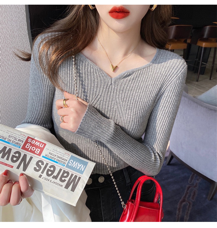 V-Neck Slim Fit Knittedt Women’s 2022 Autumn And Winter New Design Style Slim Style With Pullover Sweaters Tops For Women QWI1 alx