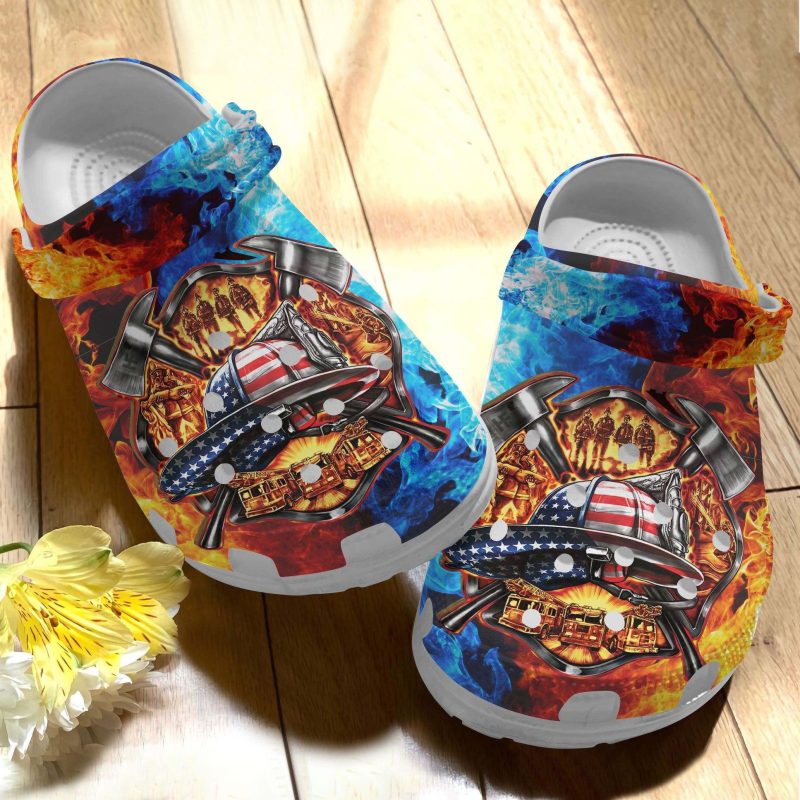 Firefighter Us Flag Custom Shoes Clogs Men Women – Firefighter America Shoes Clogs Gifts For Son Husband