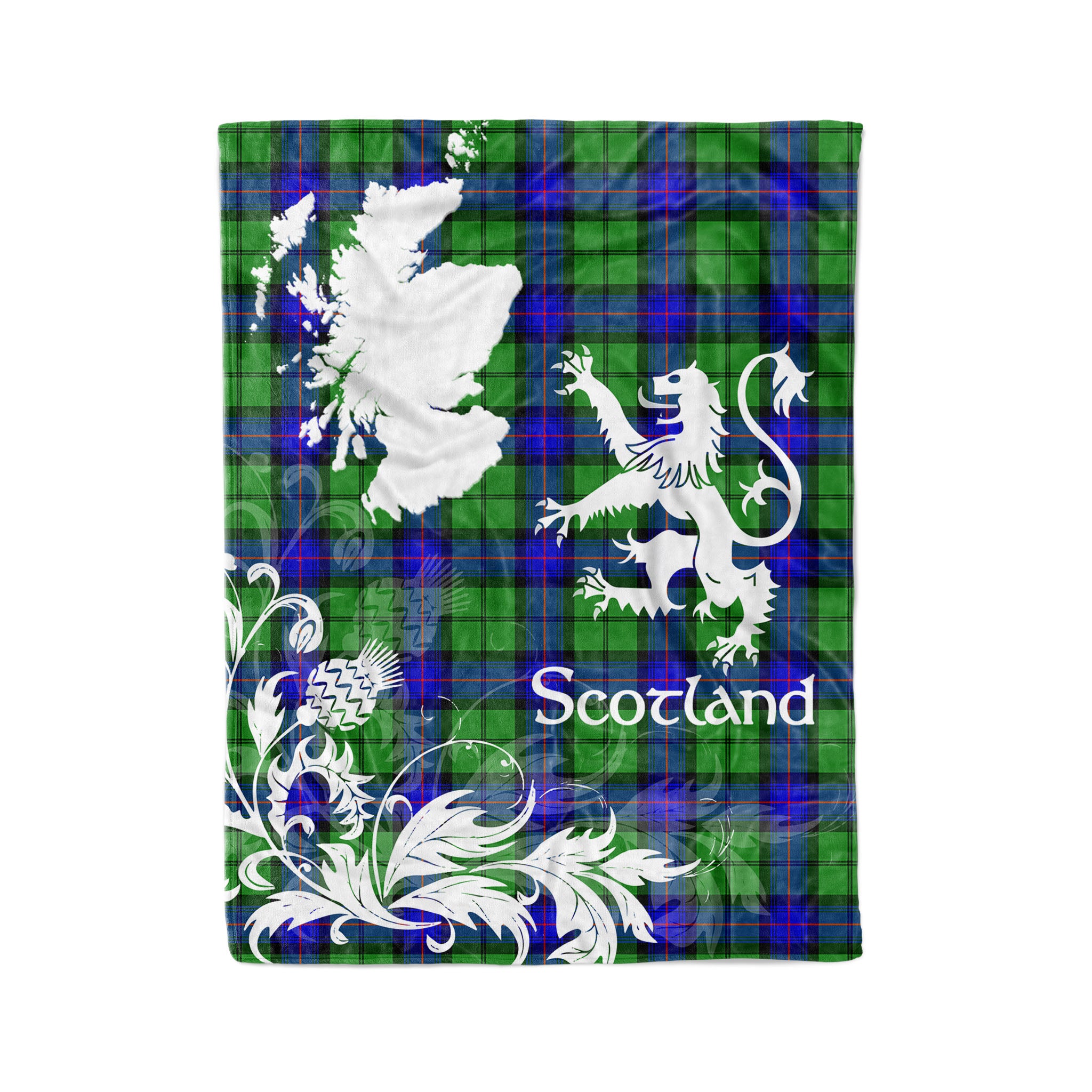 Tartan Plaid Fleece Blanket Tartan Blanket Thistle And Lion Scottish Clan Armstrong Hunting Plaid Blanket