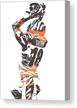 A J Green Cincinnati Bengals Pixel Art 6 Joe Hamilton Canvas Print