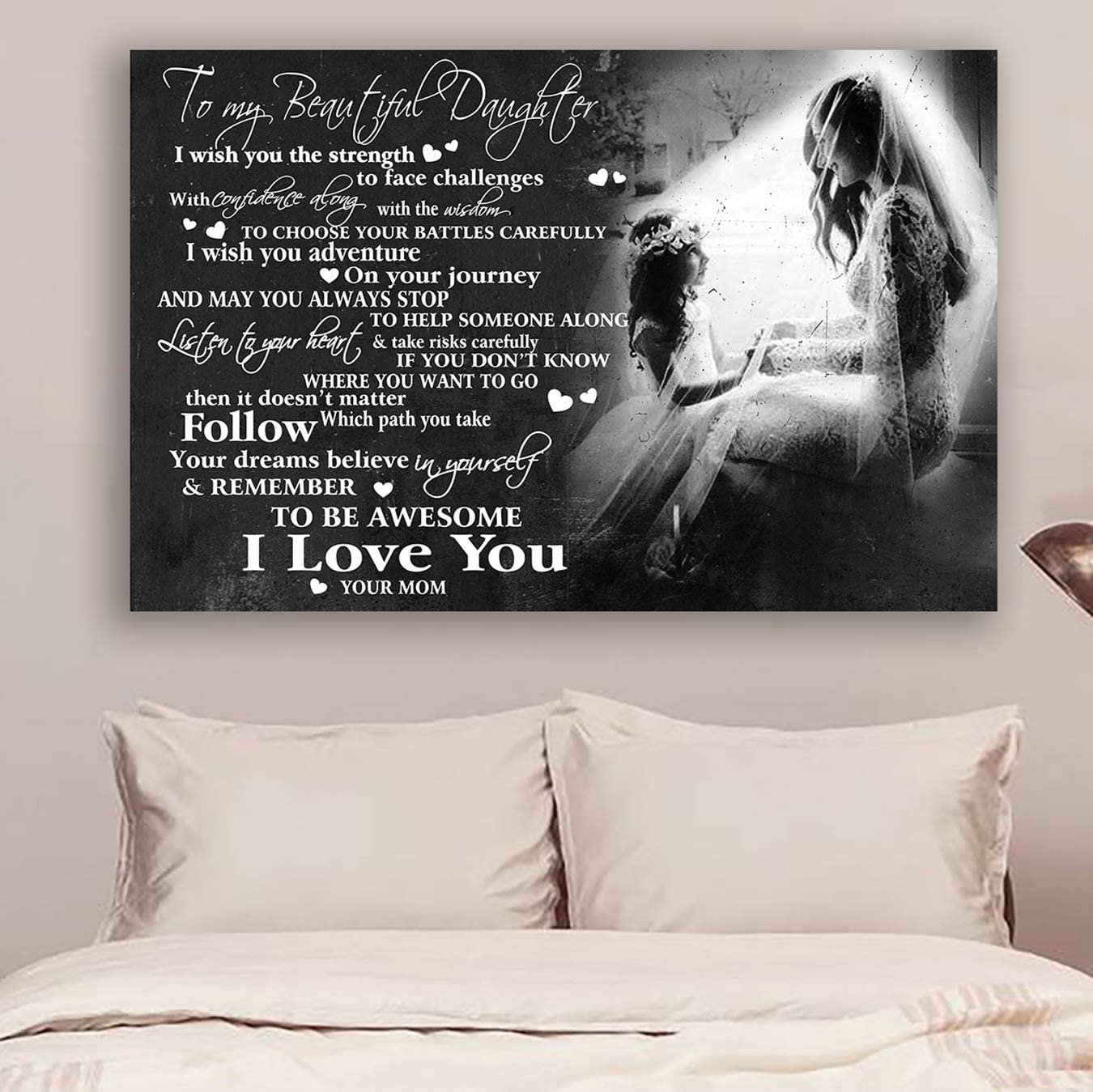 Poster for Room Aesthetic -Command Strips Wall Decor – Hn163 Family Poster – Mom to Daughter – I Wish You The Strength to Face Challenges