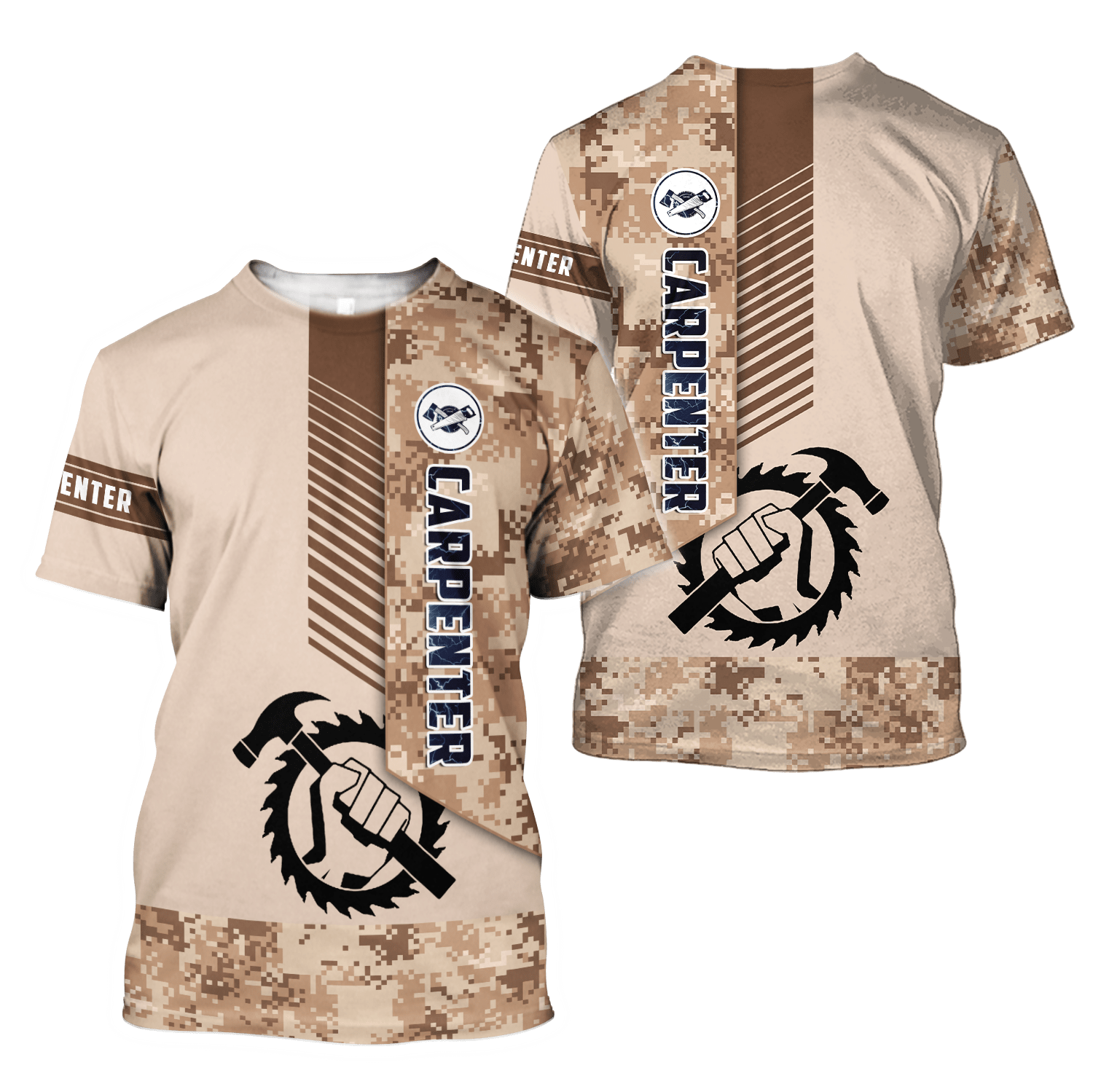 Customized Carpenter Unisex Shirts Brown Camo Pattern Carpenter Team Uniform