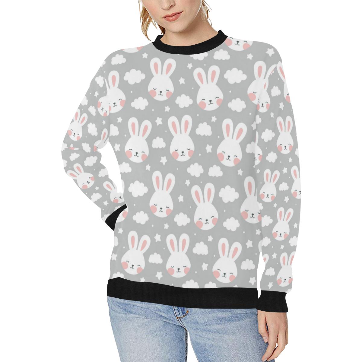 Rabbit cloud Pattern Women’s Crew Neck Sweatshirt